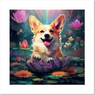 Lotus Corgi Posters and Art